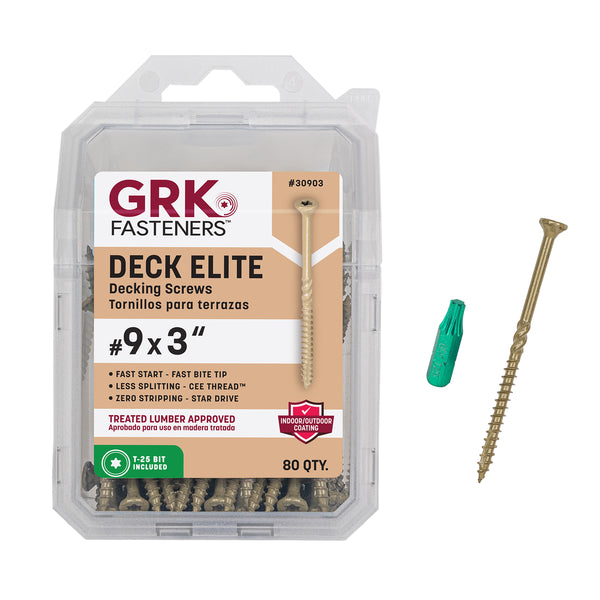 GRK 30903 #9 x 3 in. Deck Elite Screws 80-Count