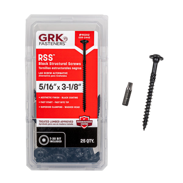 GRK 95312 RSS 5/16 x 3-1/8 in. - Black Screws 25pk