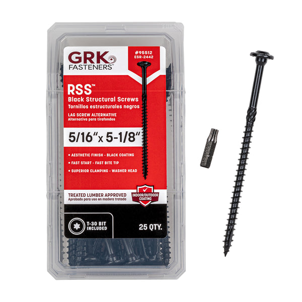 GRK 95512 RSS 5/16 x 5-1/8 in. - Black Screws 25pk