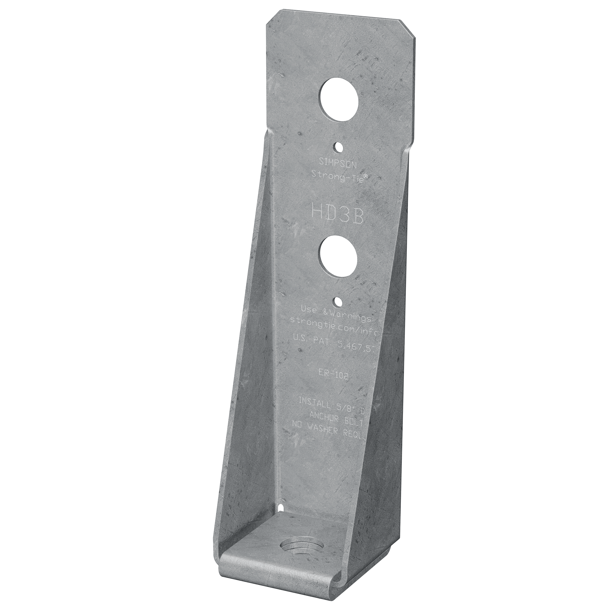Simpson Strong-Tie HD3B - Ancrage Boulonné Léger 2-1/2 X 8-5/8 Pour Montants, 12-Gauge Acier Galvanisé