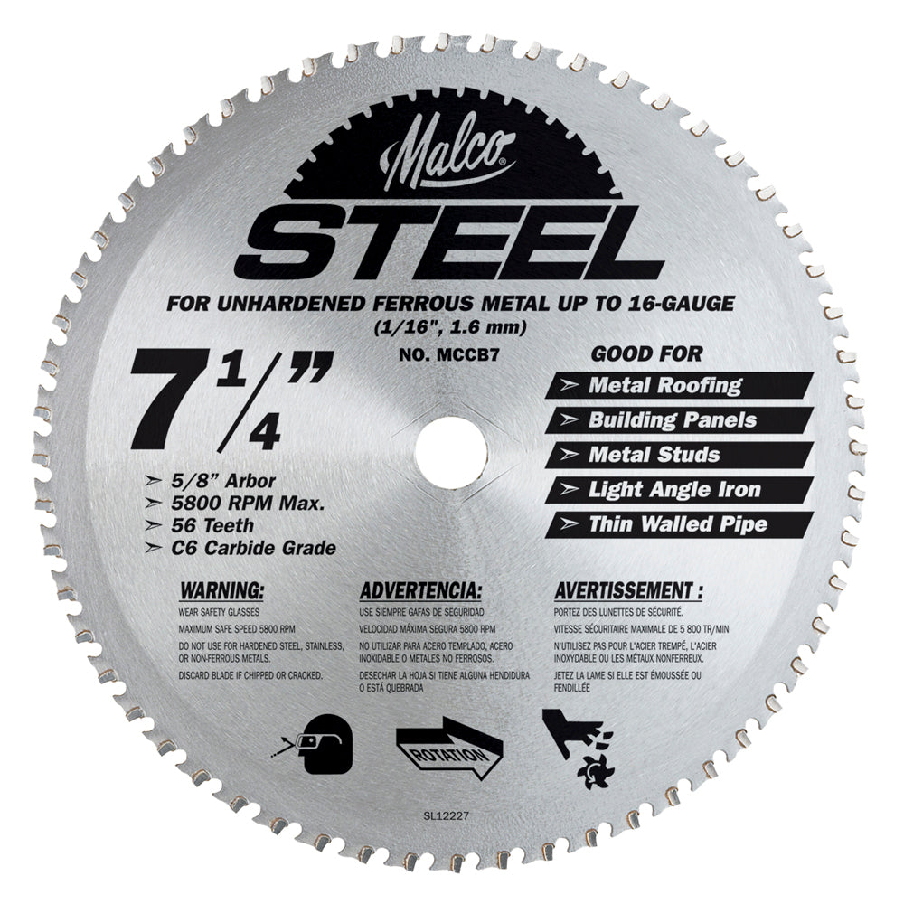 Malco MCCB7 1/4 in. 56 Tooth Metal Cutting Saw Blade for Standing Se –  USA Tool Depot