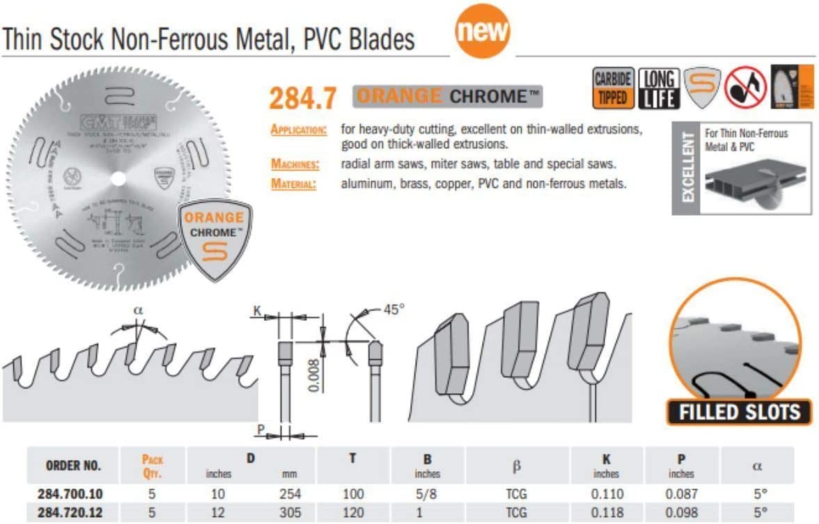 Chrome Thin Stock Non Ferrous Metal, PVC Saw Blades – USA Tool Depot