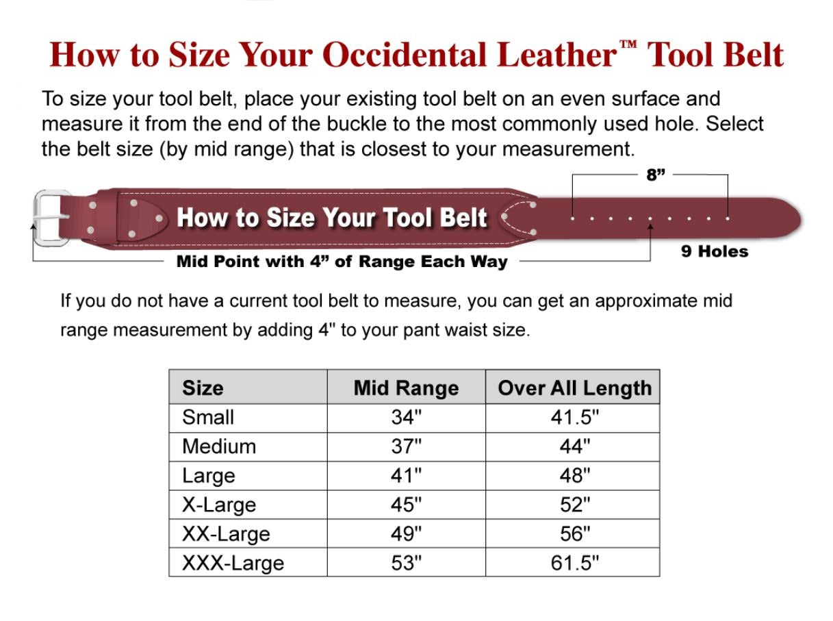 Occidental Leather 6100TM Pro Trimmer Tool Belt with Tape Holster, Medium