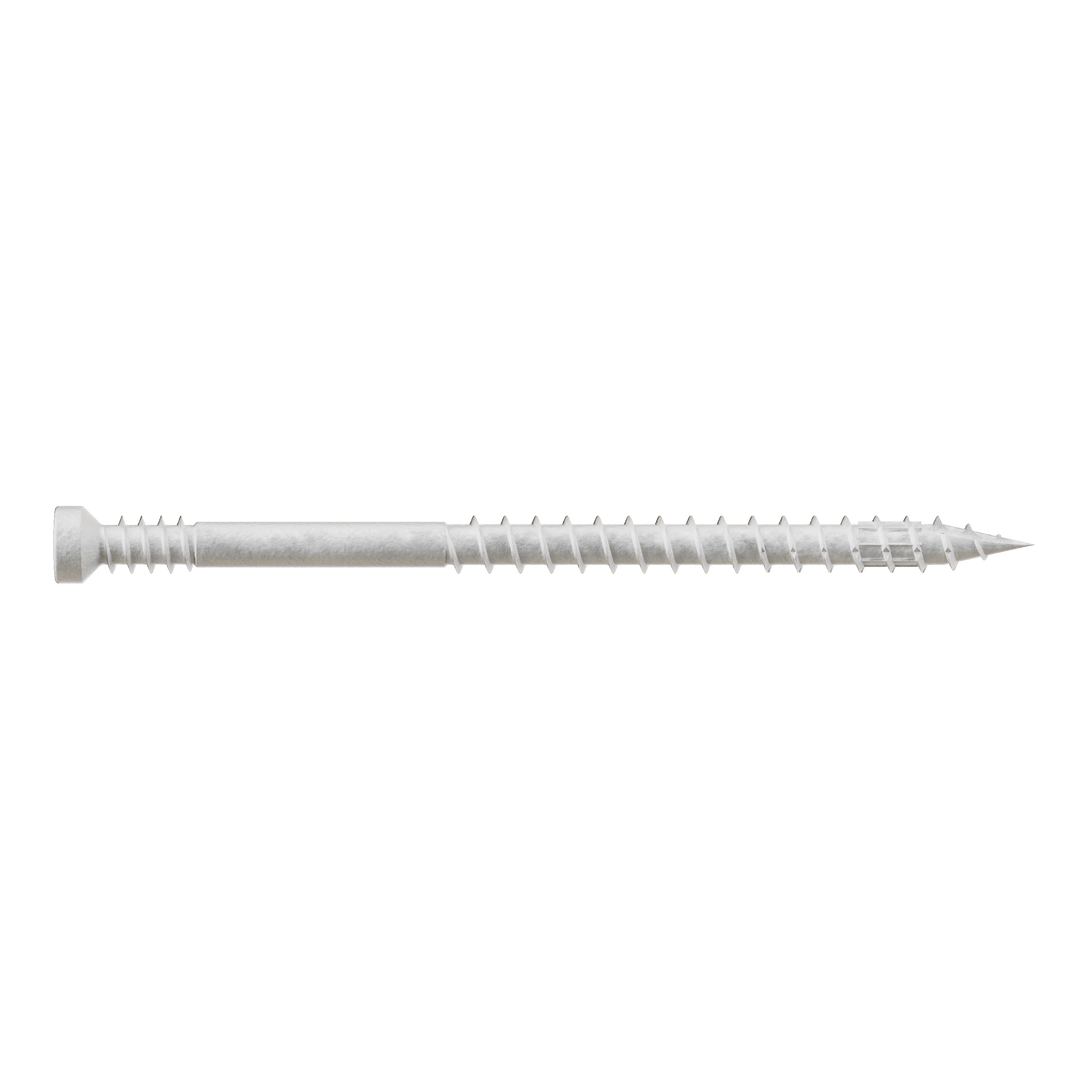 Simpson FT07212R100W Finish Trim Screw — #7 x 2-1/2 in. T10, Trim-Head, Quik Guard, White 100-Qty