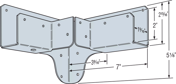 Simpson RTC42 RTC 18-Gauge Galvanized Rigid Tie Corner for 2x Joist, 4x4 Post