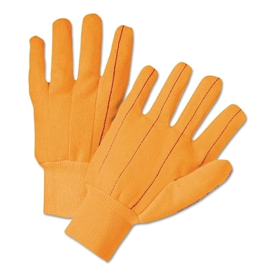 Anchor Brand K81SCNCORI Cotton/Polyester Corded Double-Palm with Nap-In Finish Gloves, Knit Wrist, Hi-Vis Orange, Large