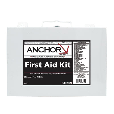 Anchor Brand 825-03-12M 25 Person First Aid Kit  Metal Case  Wall Mount