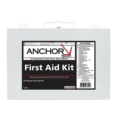 Anchor Brand 825-09-12M 25 Person First Aid Kit  ANSI 2009  Metal Case