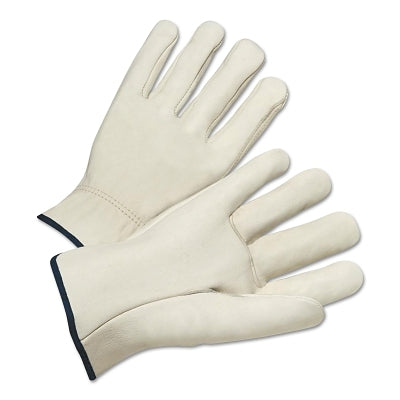 Anchor Brand 990IS Quality Grain Cowhide Leather Driver Gloves  Small  Unlined  Natural  Shirred Elastic Back