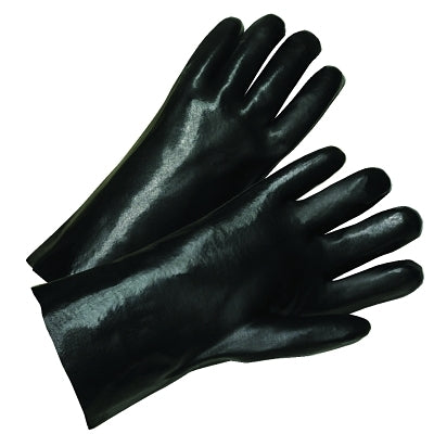 Anchor Brand 1027 PVC Coated Gloves  Standard Smooth Grip  Cotton-Knit Interlock Lining  12 in  Large  Black