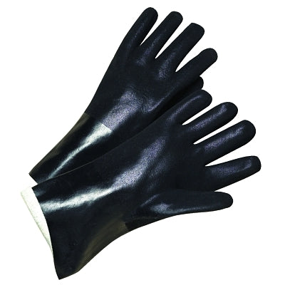 Anchor Brand J1027RF PVC-Coated Jersey-Lined Gloves, Rough Grip, 12 in, Large, Black
