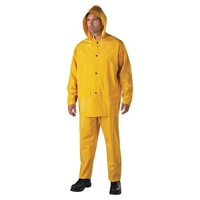 Anchor Brand 4035XXXXXL 3-Pc Rainsuit, Jacket/Hood/Overalls, 0.35 mm, PVC Over Polyester, Yellow, 5X-Large