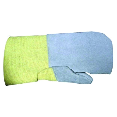 Anchor Brand K38WL High Heat Wool-Lined Kevlar Mittens, Yellow/Gray, Large