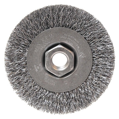 Anchor Brand 93047 Light Duty Crimped Wheel Brush  4 in dia x 1/2  in W  0.014 Carbon Steel Wire  14000 RPM