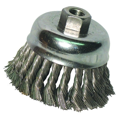 Anchor Brand 94905 Knot Wire Cup Brush, 3 in Dia., 5/8-11 Arbor, .014 in Carbon Steel, Retail Pk