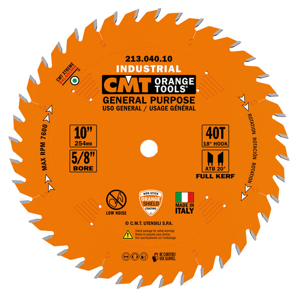 CMT Orange Tools 213.040.10 GENERAL PURPOSE 10”x0.126”/0.098”x5/8’’  T=40 ATB