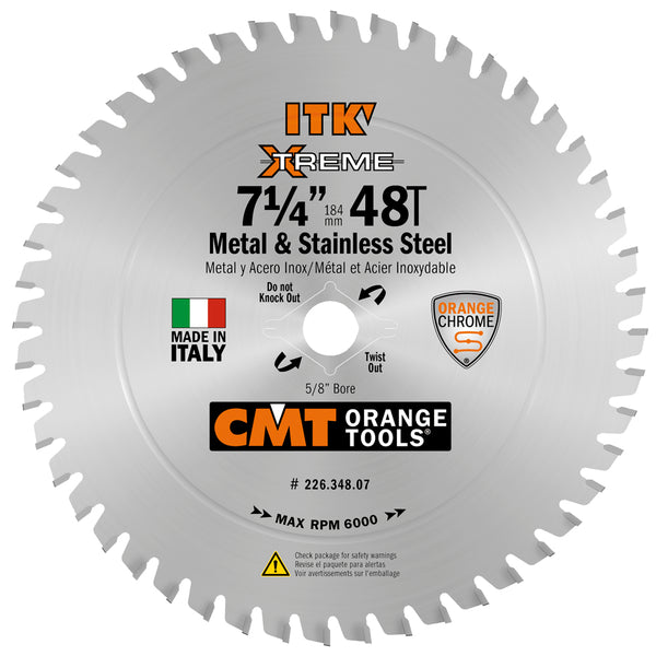 CMT Orange Tools 226.348.07 METAL & STAINLESS STEEL 7-1/4”x0.080”/0.065”x5/8”  T=48 FWF