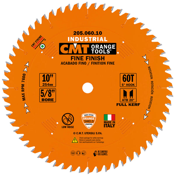 CMT Orange Tools 205.060.10 FINE FINISH 10”x0.102”/0.071”x5/8’’  T=60 ATB