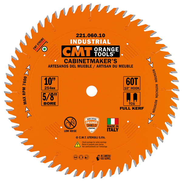 CMT Orange Tools 221.060.10 CABINETMAKER’S 10”x0.126”/0.087”x5/8’’  T=60 TCG