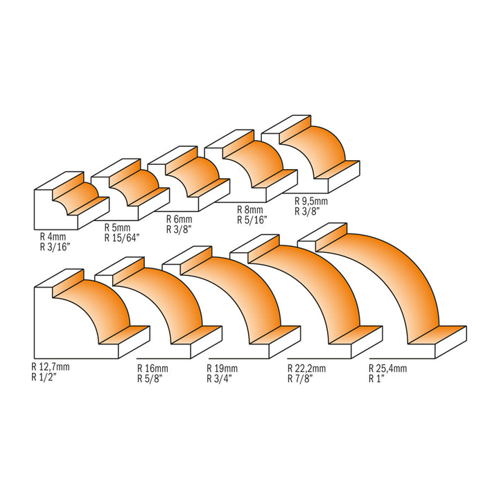 CMT Orange Tools 827.060.11 OVOLO BIT D=29/32”x15/32” R=15/64” d=7/16” S=1/4”