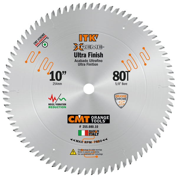 CMT Orange Tools 255.080.10 ULTRA FINISH 10’’x0.110”/0.071”x5/8’’   T=80 Hi-ATB