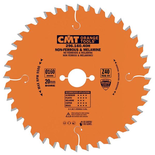 CMT Orange Tools 296.160.56H THICK NON-FERROUS METAL & MELAMINE 160x20mm   T=56 TCG  (-6° NEG)