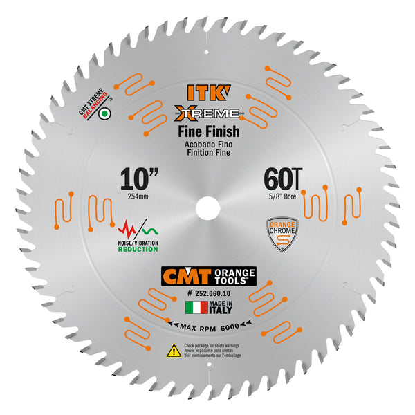 CMT Orange Tools 252.060.10 FINE FINISH 10”x0.102”/0.071x5/8’’  T=60 ATB