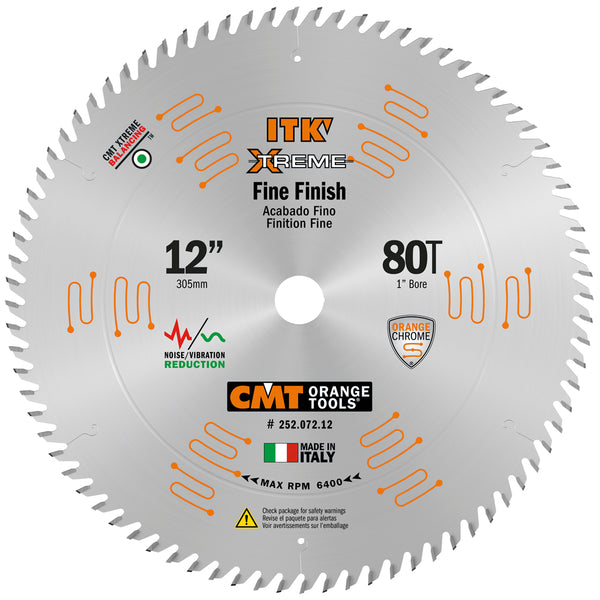 CMT Orange Tools 252.072.12 FINE FINISH 12”x0.118”/0.087x1’’  T=80 ATB