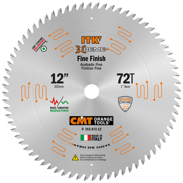 CMT Orange Tools 253.072.12 FINE FINISH COMPOUND SLIDING 12’’x0.102”/0.071”x1’’  T=72 ATB