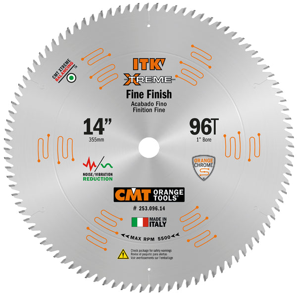 CMT Orange Tools 253.096.14 FINE FINISH COMPOUND SLIDING 14’’x0.110”/0.071”x1’’  T=96 ATB