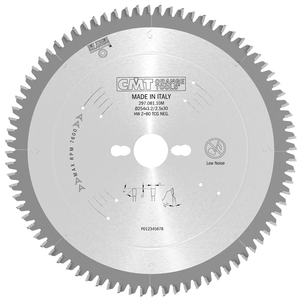 CMT Orange Tools 297.080.11M THICK NON-FERROUS METAL & MELAMINE 260x30mm   T=80 TCG (-6° NEG)