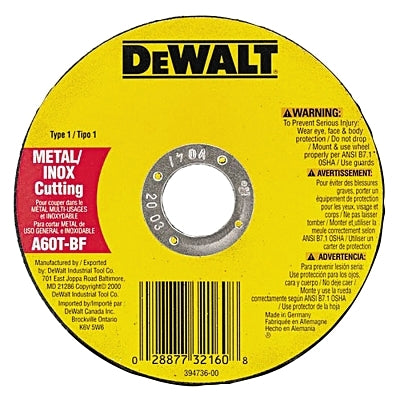 DeWalt DW8062 4-1/2"X.045"X7/8" METALTHINCUT-OFF WHEEL TYPE-1