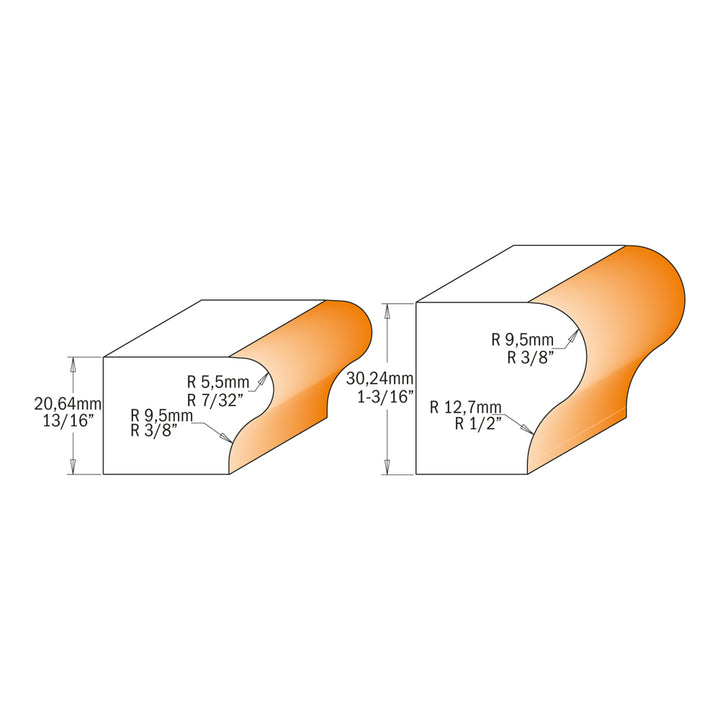 CMT Orange Tools 855.804.11 WINDOW SILL & FINGER BIT D=1-1/4”x1” R=3/8”-7/32” S=1/2”