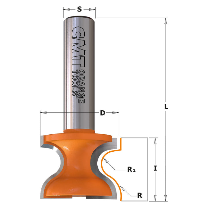 CMT Orange Tools 855.804.11 WINDOW SILL & FINGER BIT D=1-1/4”x1” R=3/8”-7/32” S=1/2”