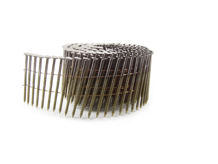 B&C Eagle A238X099RC 2-3/8" x .099 Round Head 15° Bright Ring Shank Wire Collated Coil Framing Nails 500 per box