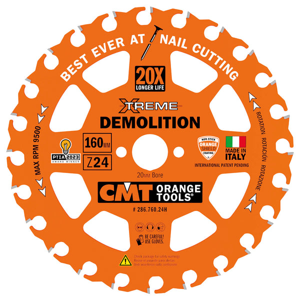 CMT Orange Tools 286.765.24H DEMOLITION 6-1/2”x0.090”/0.049”x20mm  T=24 ATB