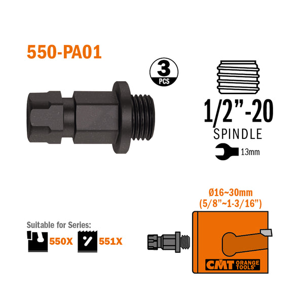 CMT Orange Tools 550-PA02 XTREME FAST ADAPTOR 5/8”-18 FOR HOLE SAW  1-1/4”~5-29/32” (32~150mm)