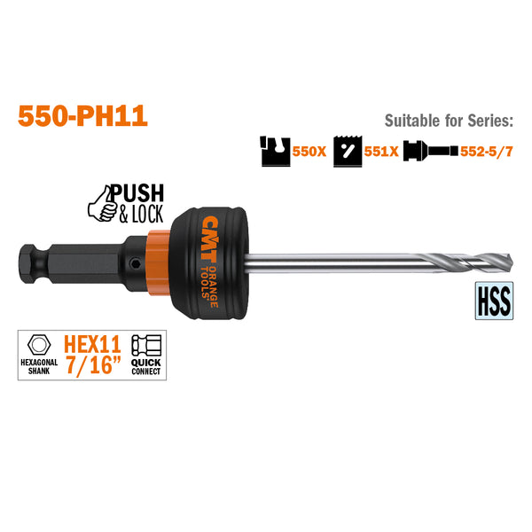 CMT Orange Tools 550-PH85 PUSH&LOCK ARBOR FOR XTREME FAST, SHANK HEX8.5mm (11/32”)