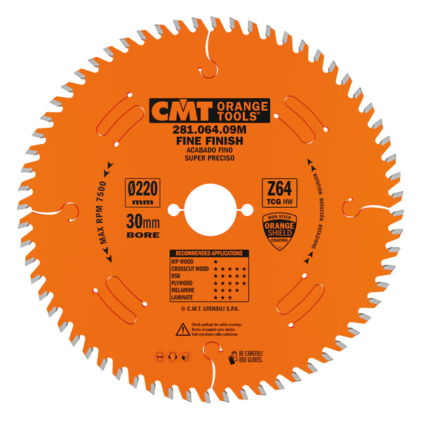 CMT Orange Tools 281.064.09M INDUSTRIAL PANEL SIZING 220x3.2/2.2x30mm  T=64 TCG