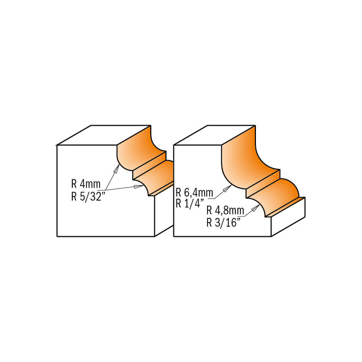 CMT Orange Tools 845.850.11 CLASSICAL OGEE BIT WITH BEARING D=1-3/8”x47/64” R=1-4”-3/16” S=1/2”