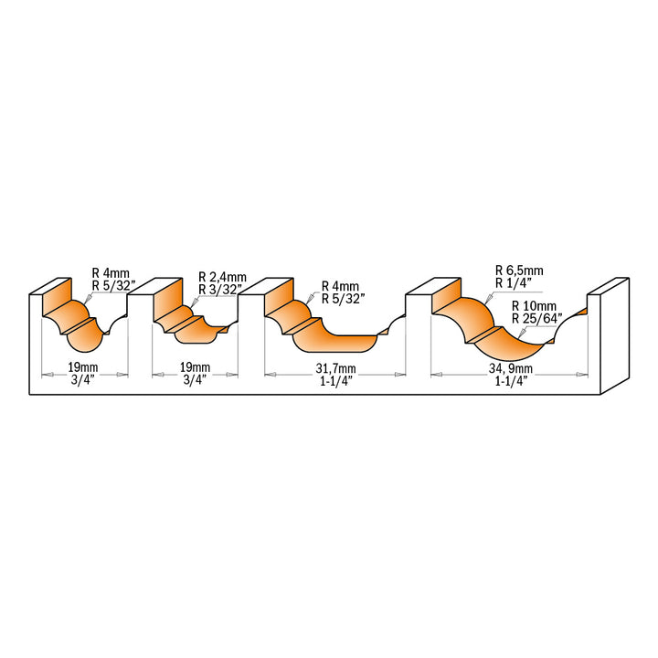 CMT Orange Tools 848.817.11 PLUNGE OGEE BIT D=1-1/4”x1/2” R=5/32” S=1/2”