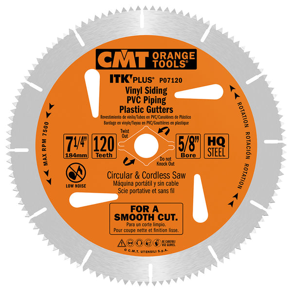 CMT Orange Tools P07120-X10 ITK-PLUS  VINYL VINYL SIDING/PVC PIPING/PLASTIC GUTTERS 7-1/4”x5/8”