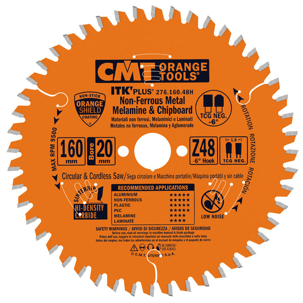 CMT Orange Tools 276.160.48H NON-FERROUS METAL & COMPOSITE DECKING 160x20mm (+16) T=48 TCG