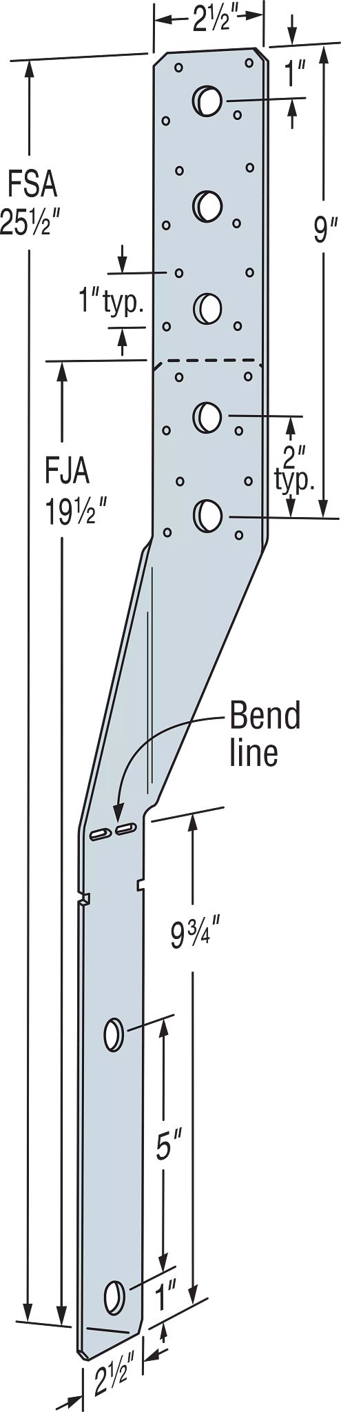 Simpson FJA FJA 19-1/2 in. x 2-1/2 in. Foundation Anchor