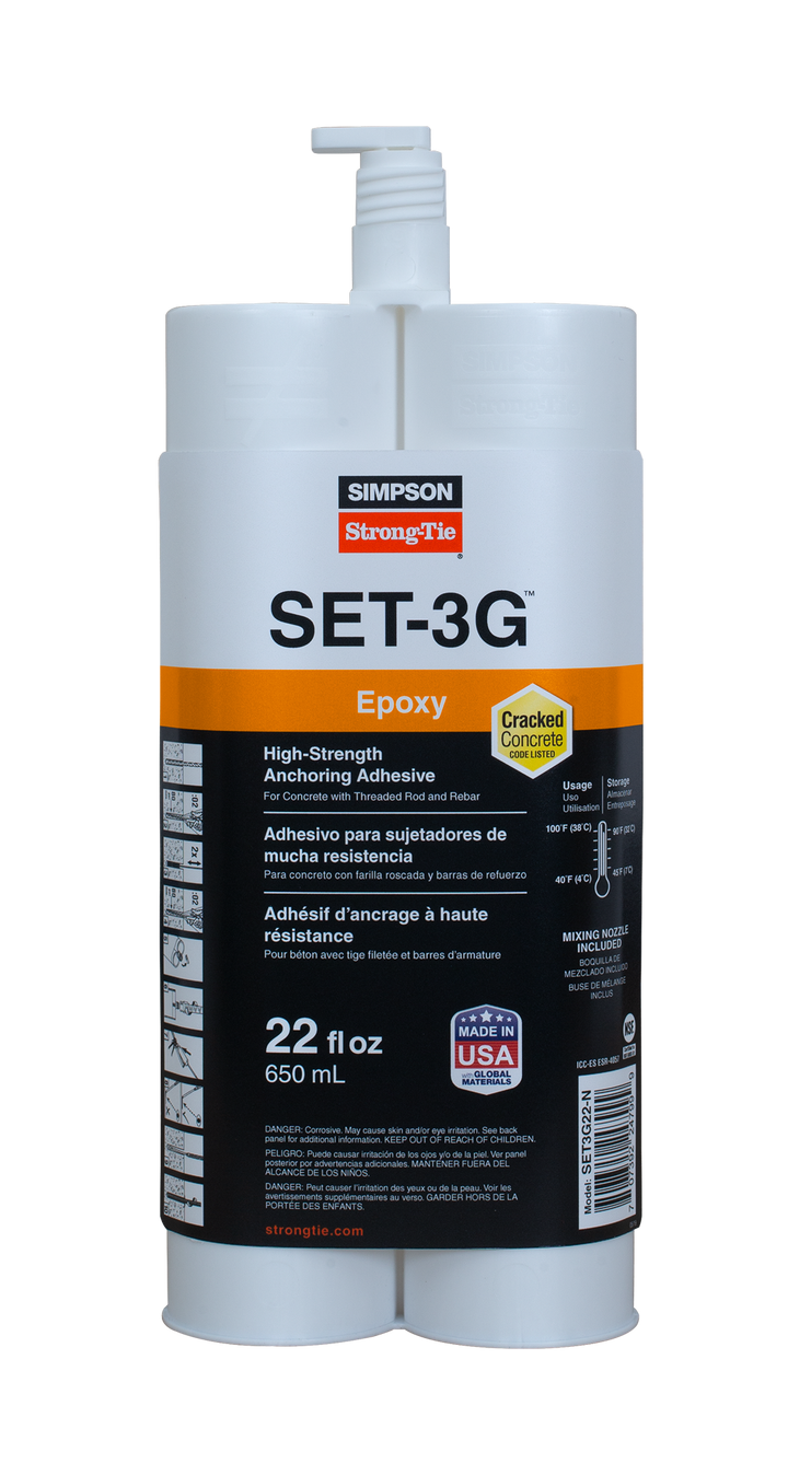 Simpson SET3G22-N SET-3G 22-oz. High-Strength Epoxy Adhesive w/ Nozzle and Extension