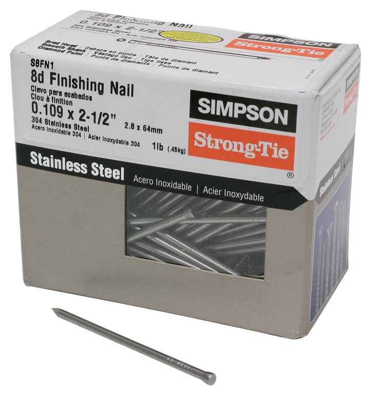 Simpson S8FN1 Finishing Nail — 2-1/2 in. x .113 in. Type 304 Stainless Steel 1 lb.