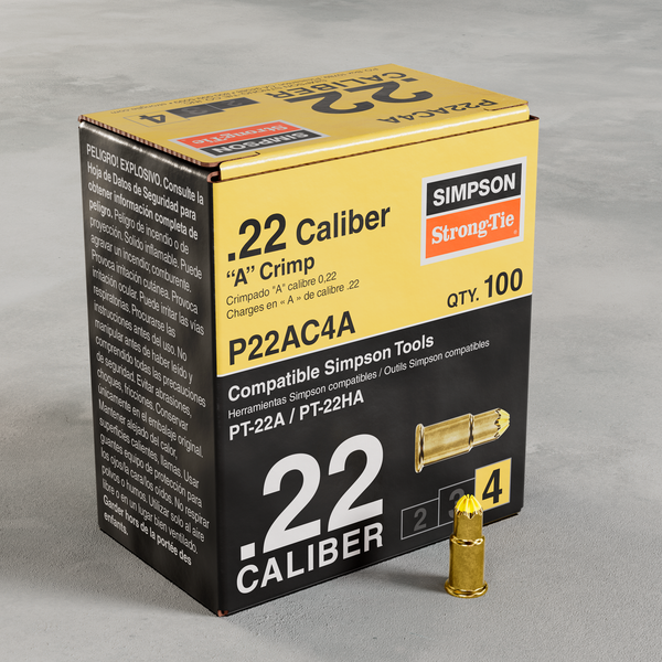 Simpson P22AC4A P22AC 0.22-Caliber Imported Single-Shot Crimp Load, LVL 4, Yellow (100-Qty)