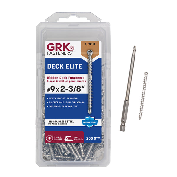 GRK 39238 AnglePro Hidden Deck Fastener SS #9 x 2-3/8 200CT