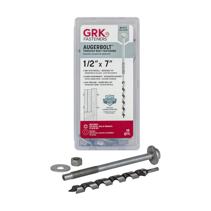 GRK 81271 1/2-in x 7-in Galvanized Through Bolt 10-Per Box