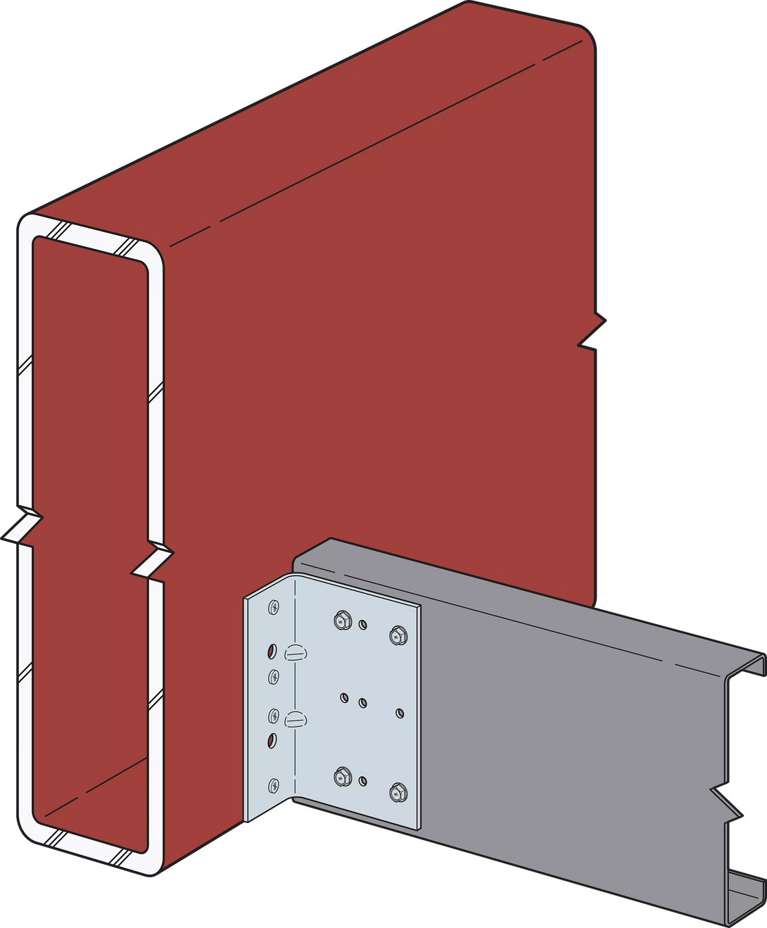 Simpson FC32-5/97-R25 FC 2 in. x 3-1/2 in. x 5 in. 12-Gauge Bypass Framing Fixed-Clip Connector Qty-25